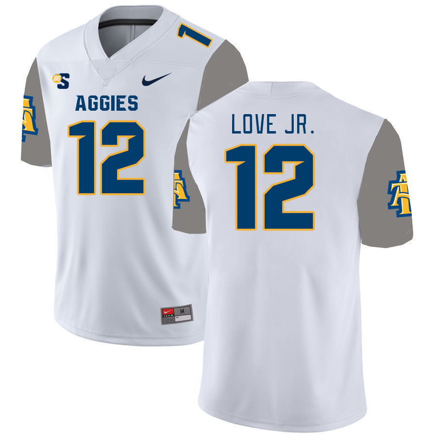 Men-Youth #12 Mario Love Jr. North Carolina A&T Aggies 2023 College Football Jerseys Stitched-White
